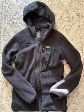 L.L. Bean Women's Hooded Fleece Jacket in Dark Gray